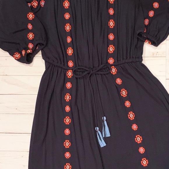 Loft Embroidered Blue Off the Shoulder Dress Sz-XS - Picture 4 of 8